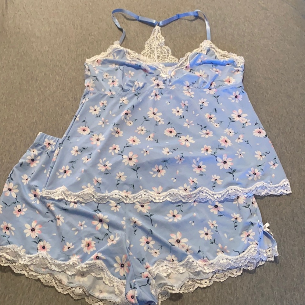 Blue Floral 2 piece Pajama Set